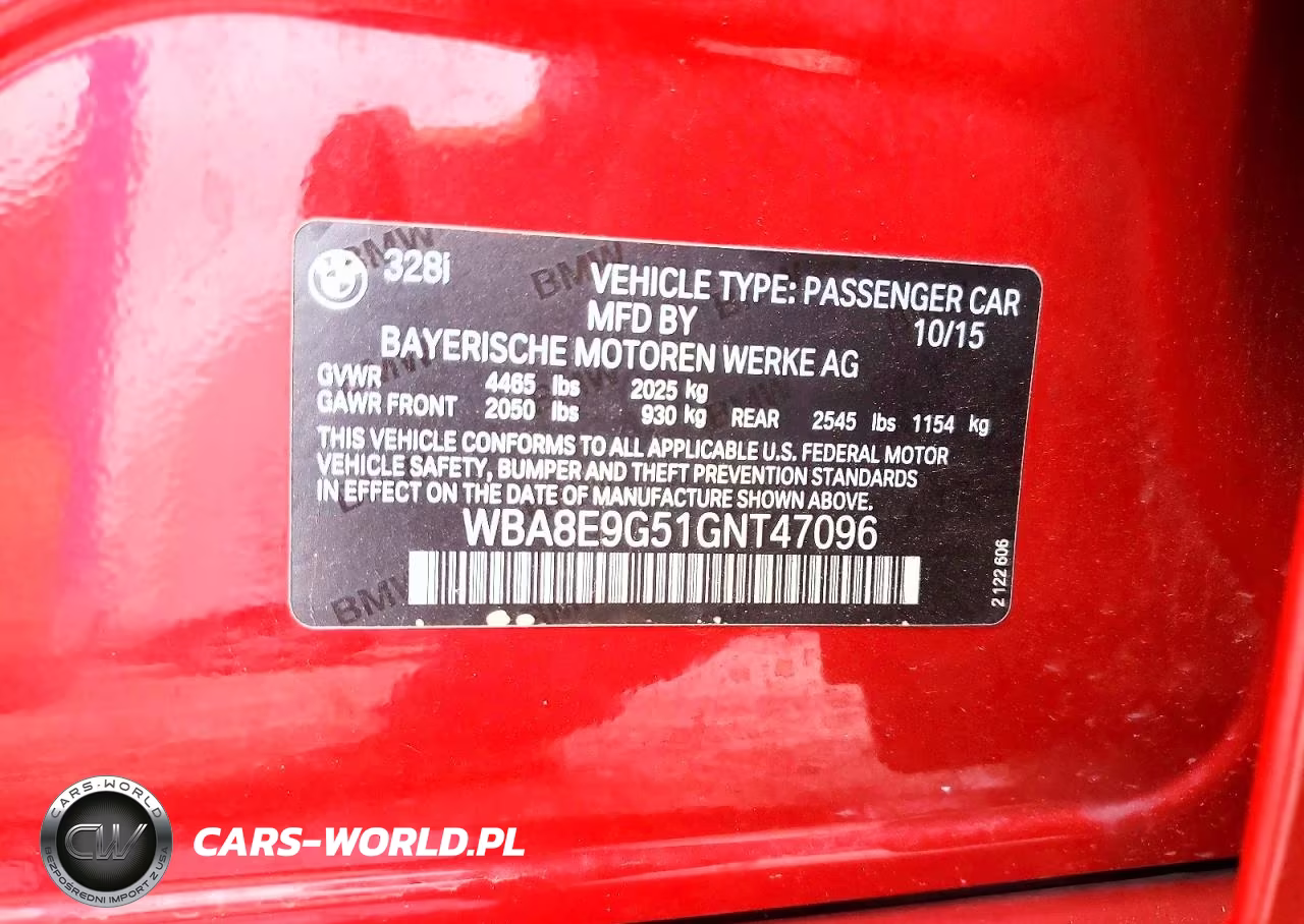 2016 BMW 328 I Sulev VIN:WBA8E9G51GNT47096 - 12
