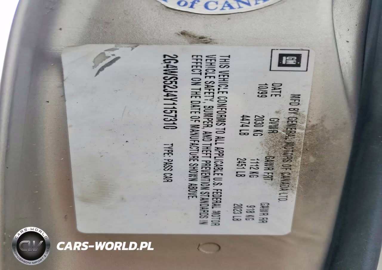 2000 Buick Century Custom VIN:2G4WS52J4Y1157310 - 12