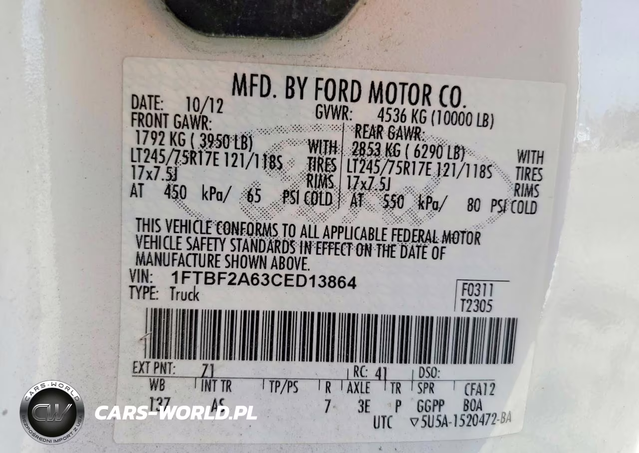 2012 Ford F250 Super Duty VIN:1FTBF2A63CED13864 - 12