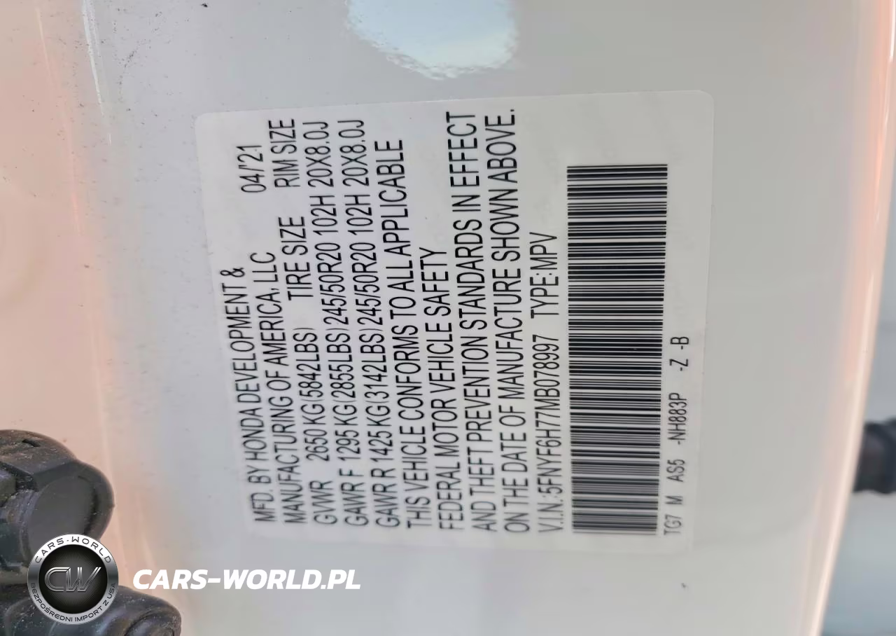 2021 Honda Pilot Black VIN:5FNYF6H77MB078997 - 13