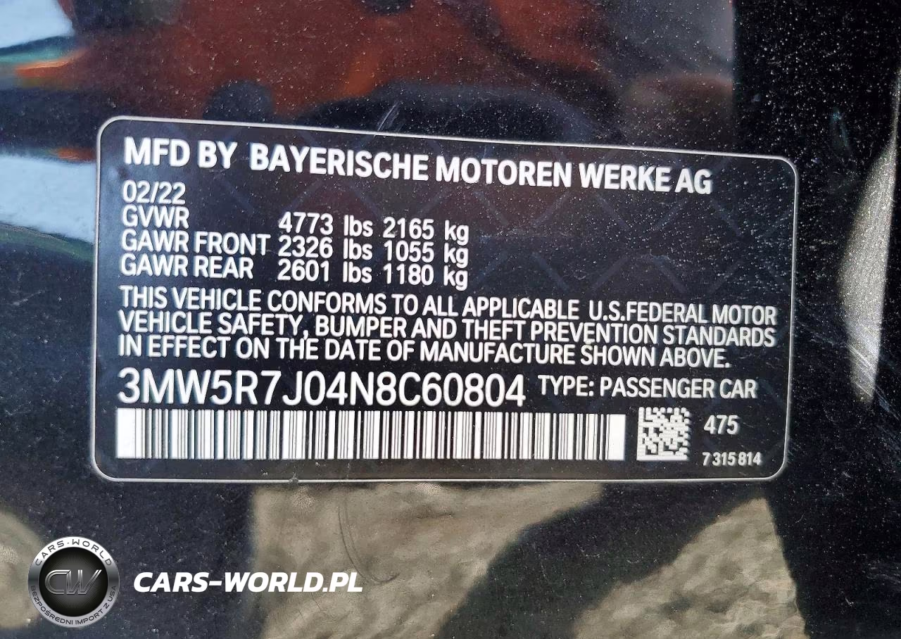 2022 BMW 330Xi VIN:3MW5R7J04N8C60804 - 12