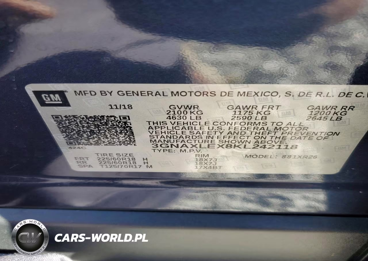 2019 Chevrolet Equinox Lt VIN:3GNAXLEX8KL242118 - 13