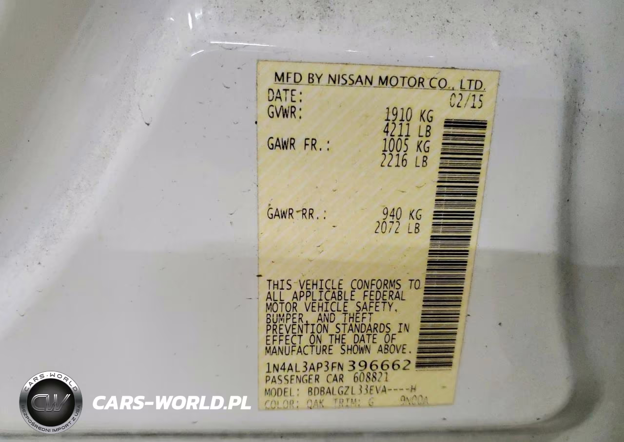 2015 Nissan Altima 2.5 S VIN:1N4AL3AP3FN396662 - 12