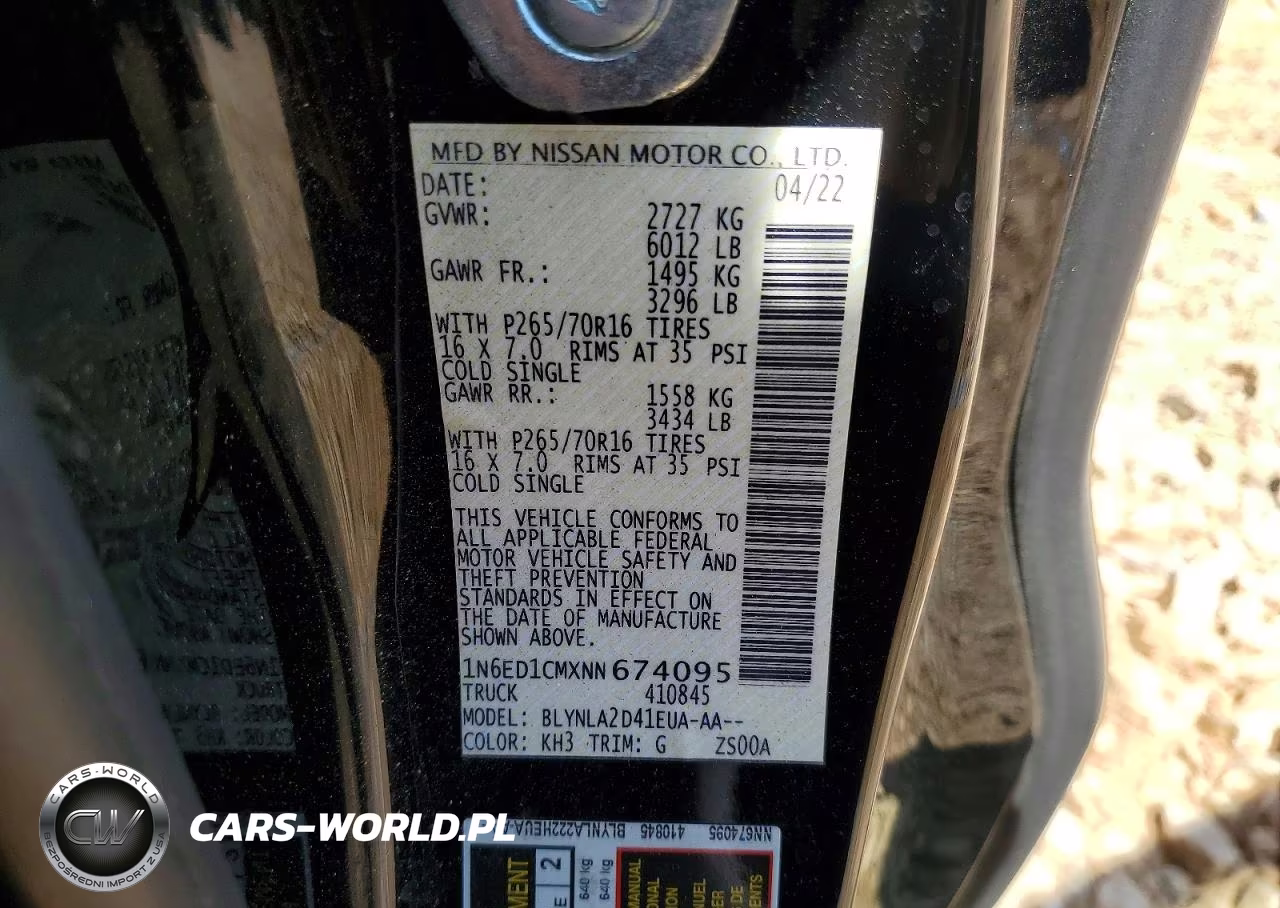 2022 Nissan Frontier S VIN:1N6ED1CMXNN674095 - 13