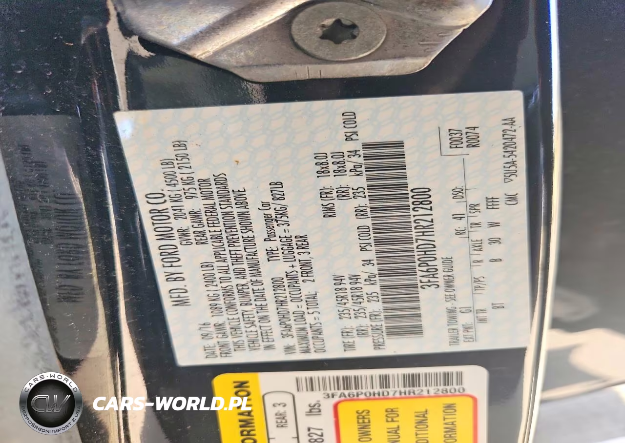2017 Ford Fusion Se VIN:3FA6P0HD7HR212800 - 12