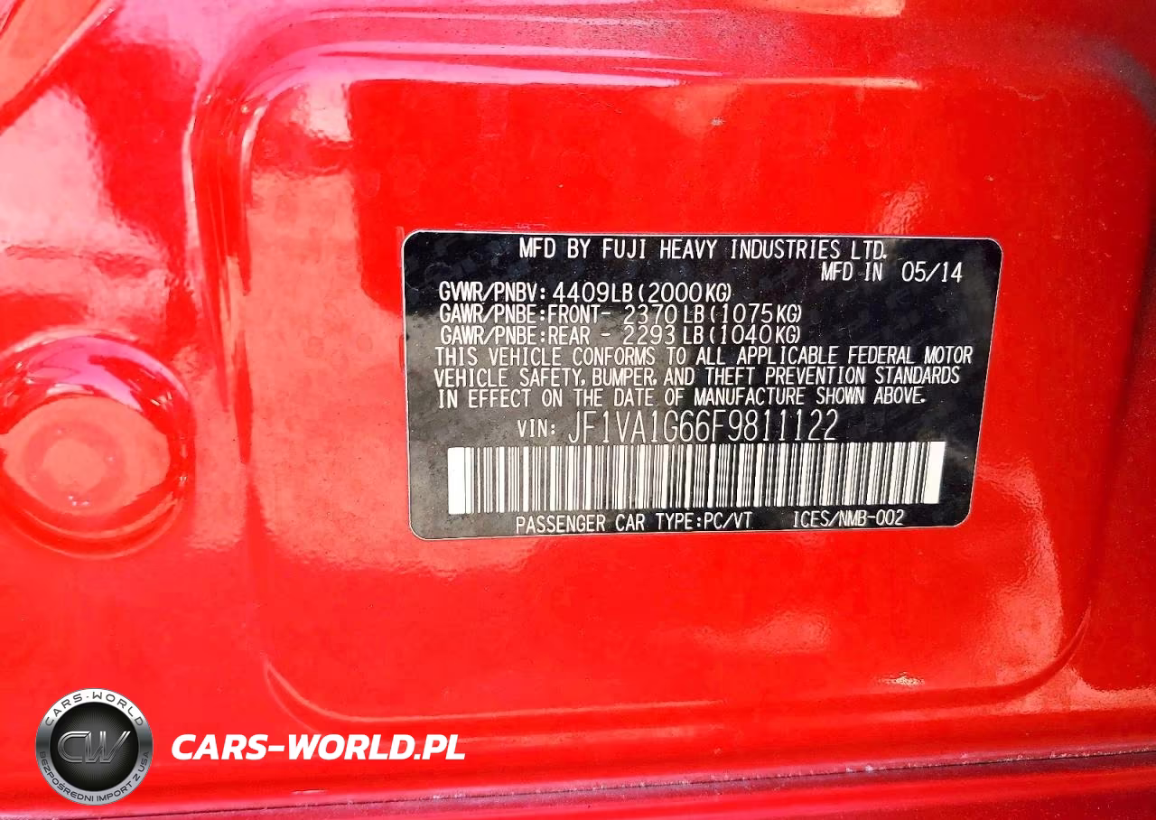 2015 Subaru Wrx Limited VIN:JF1VA1G66F9811122 - 12