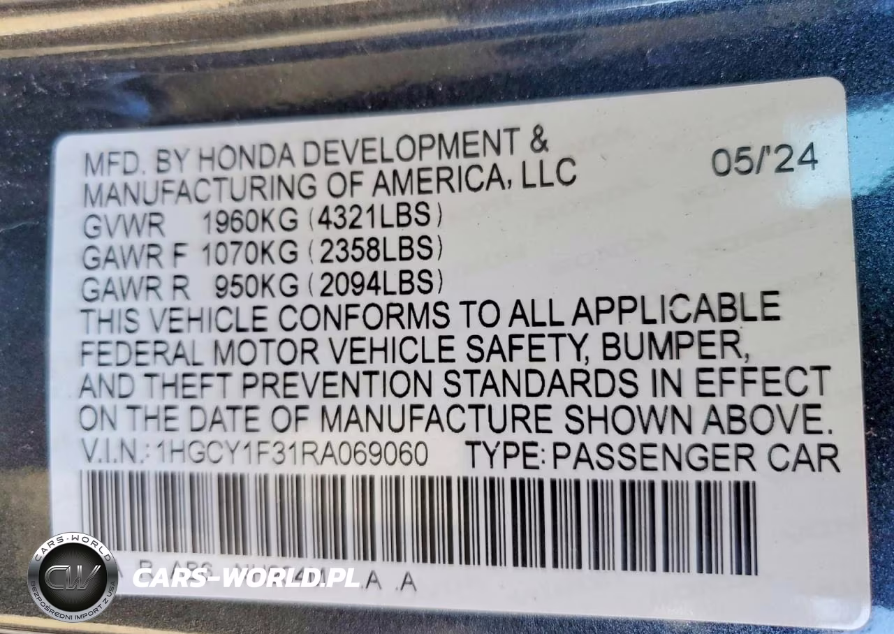 2024 Honda Accord Ex VIN:1HGCY1F31RA069060 - 12
