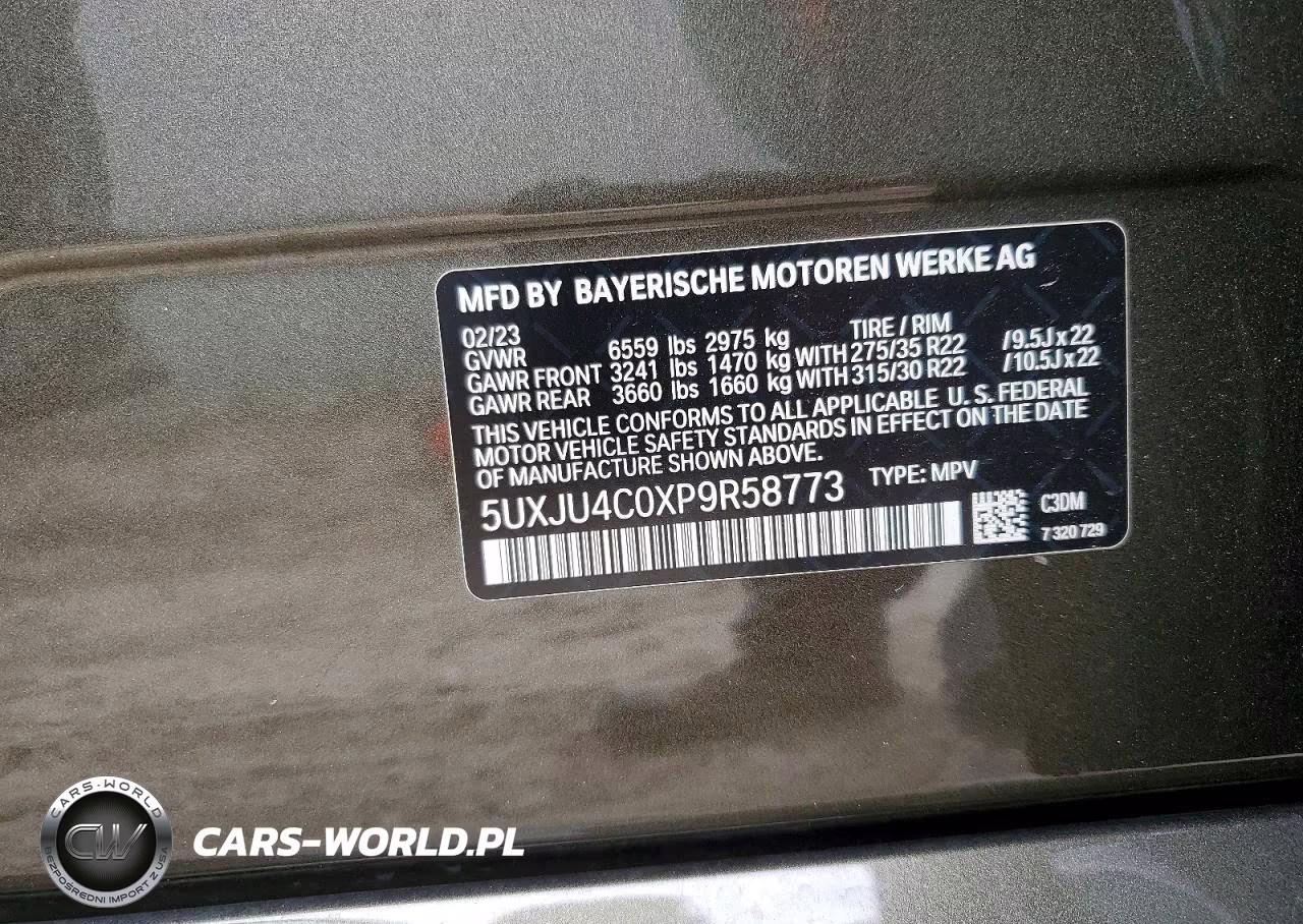 2023 BMW X5 M50I VIN:5UXJU4C0XP9R58773 - 14