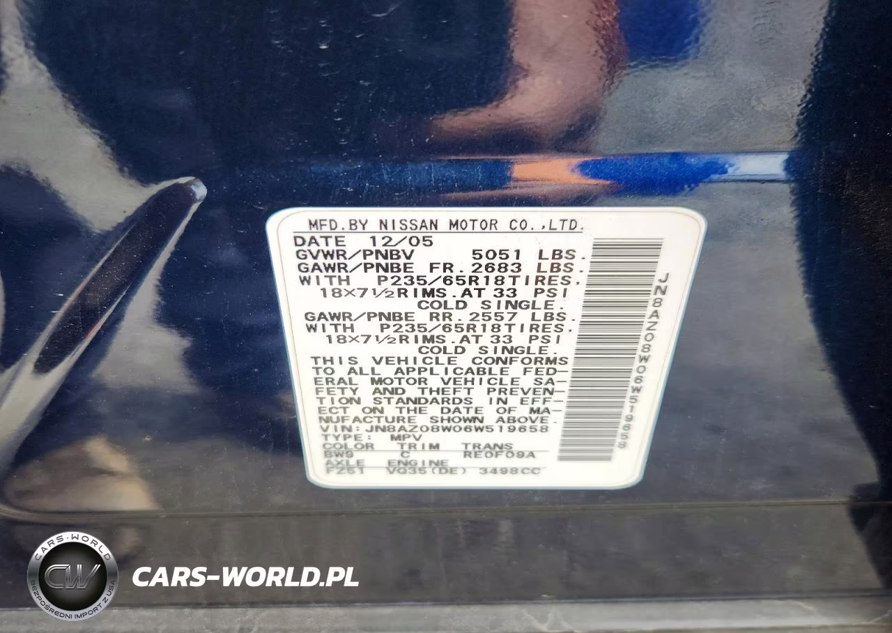 2006 Nissan Murano S VIN:JN8AZ08W06W519658 - 13