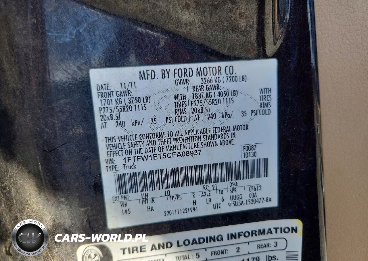 2012 Ford F150 Supercrew VIN:1FTFW1ET5CFA08937 - 12