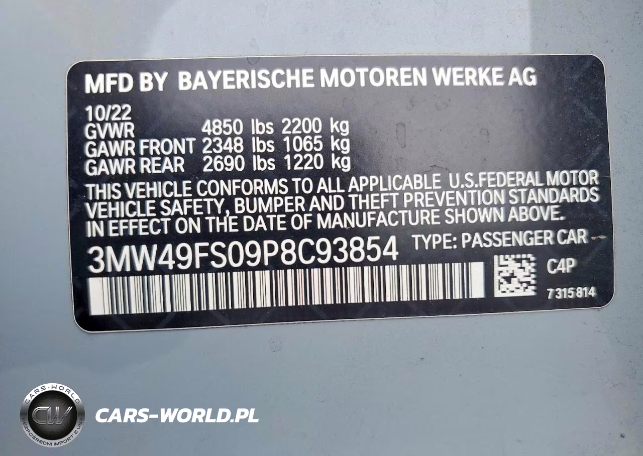 2023 BMW M340I VIN:3MW49FS09P8C93854 - 13