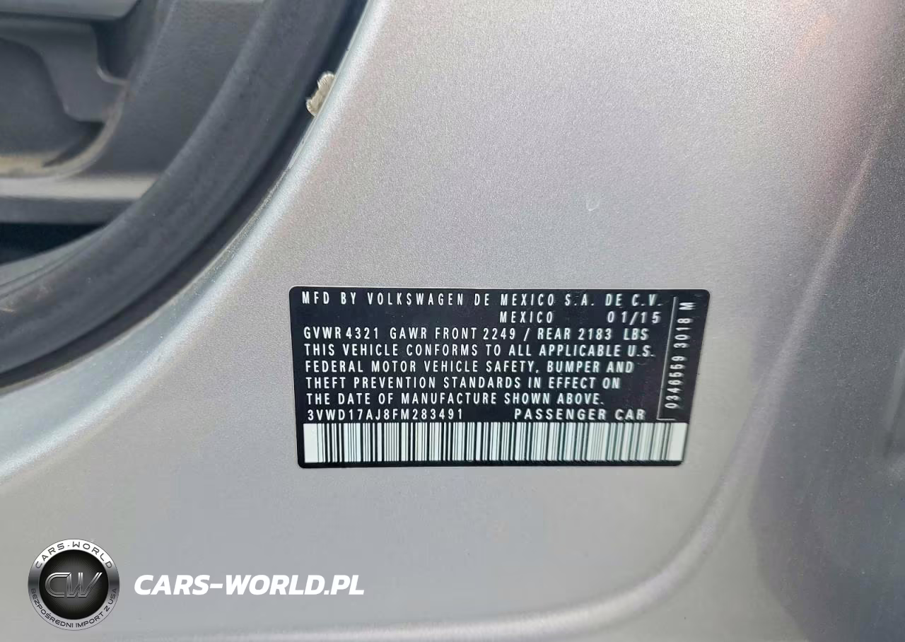 2015 Volkswagen Jetta Se VIN:3VWD17AJ8FM283491 - 12