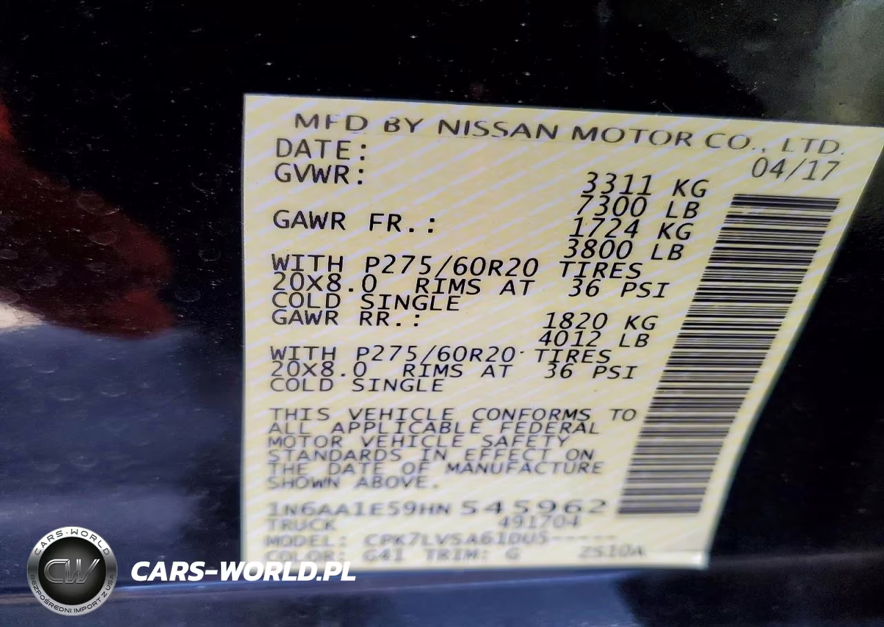 2017 Nissan Titan Sl VIN:1N6AA1E59HN545962 - 12