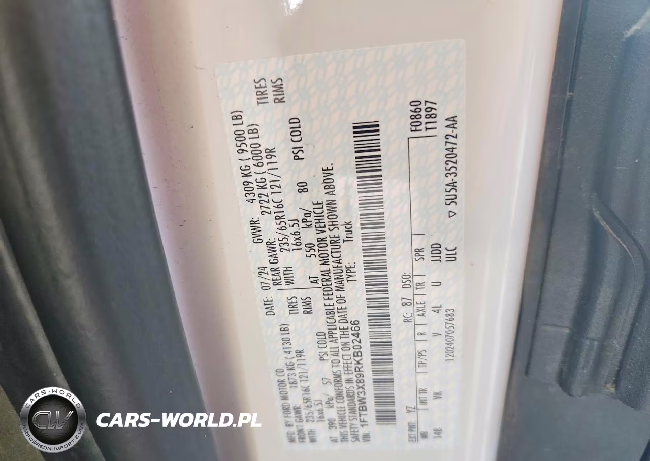 2024 Ford T 350 VIN:1FTBW3X89RKB02466 - 13