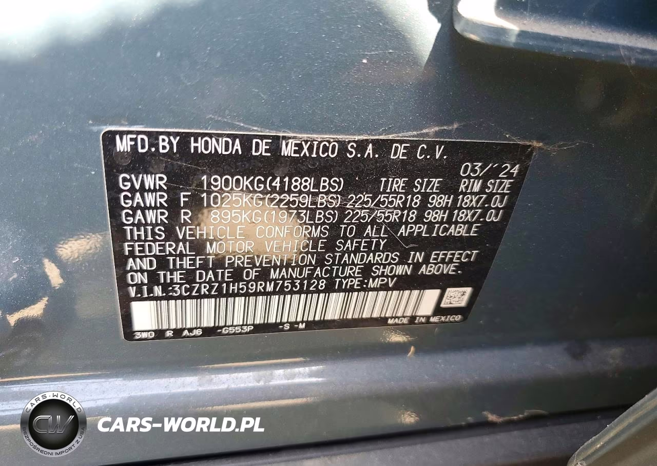 2024 Honda Hr-V Sport VIN:3CZRZ1H59RM753128 - 13
