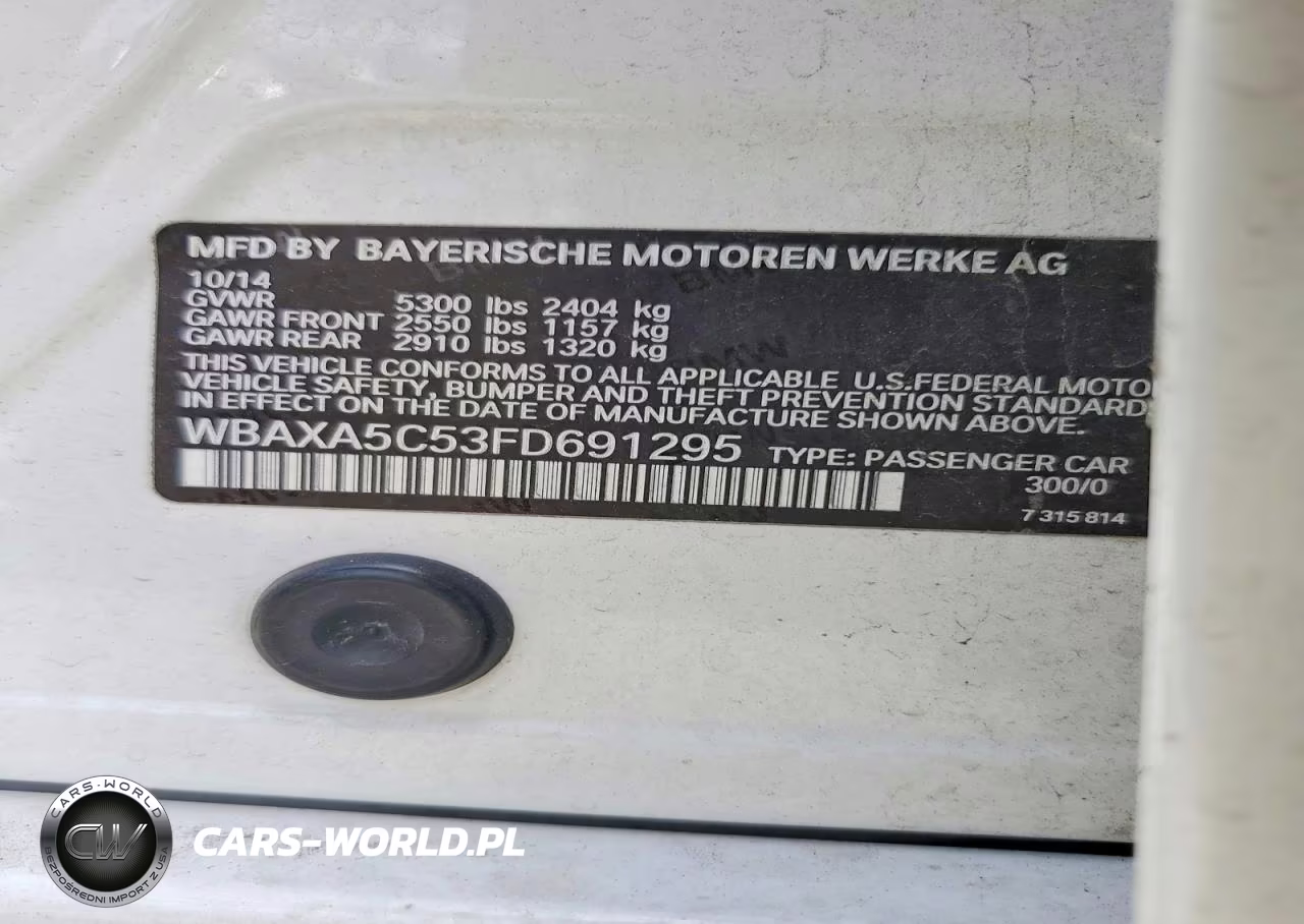 2015 BMW 535 D VIN:WBAXA5C53FD691295 - 12