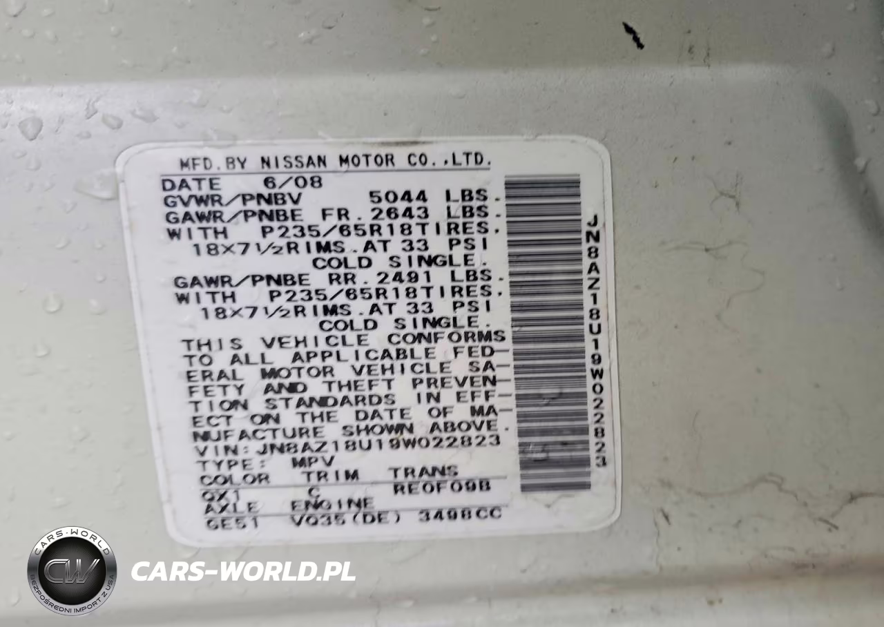 2009 Nissan Murano S VIN:JN8AZ18U19W022823 - 13