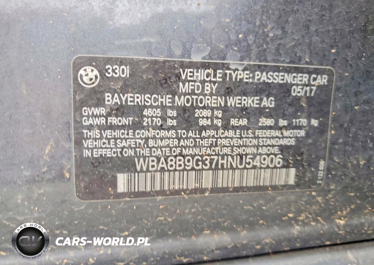 2017 BMW 330 I VIN:WBA8B9G37HNU54906 - 12
