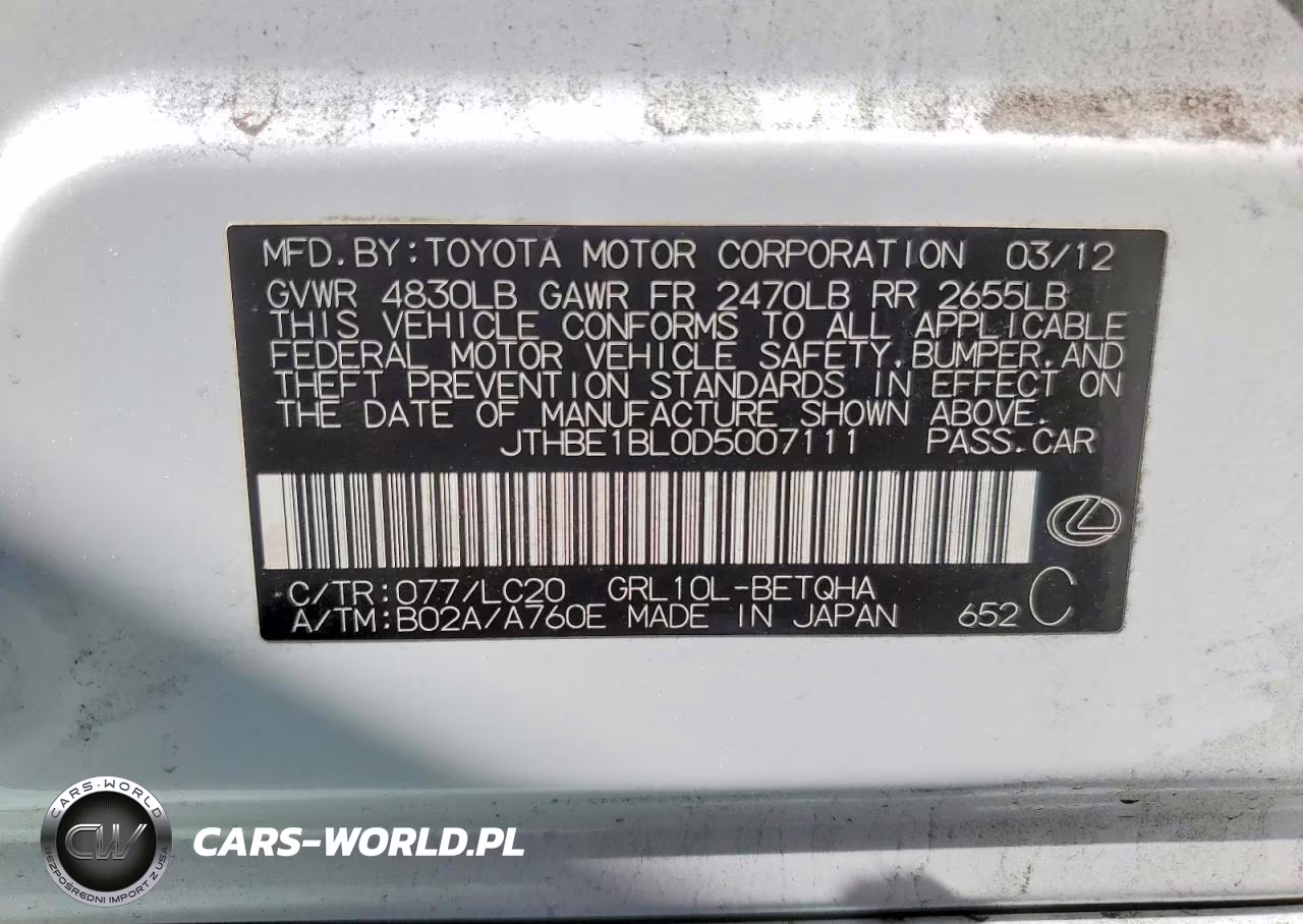 2013 Lexus Gs 350 VIN:JTHBE1BL0D5007111 - 12