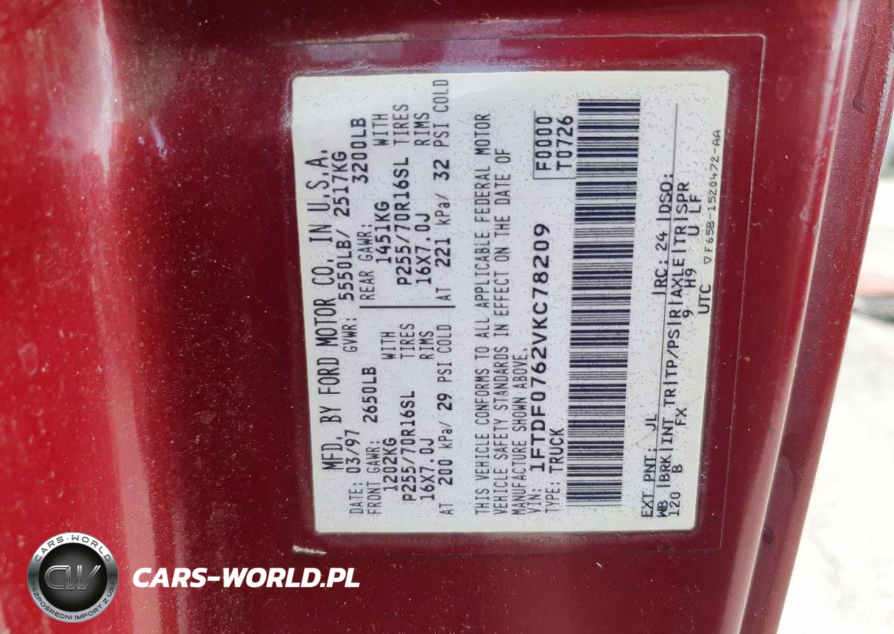 1997 Ford F150 VIN:1FTDF0762VKC78209 - 12