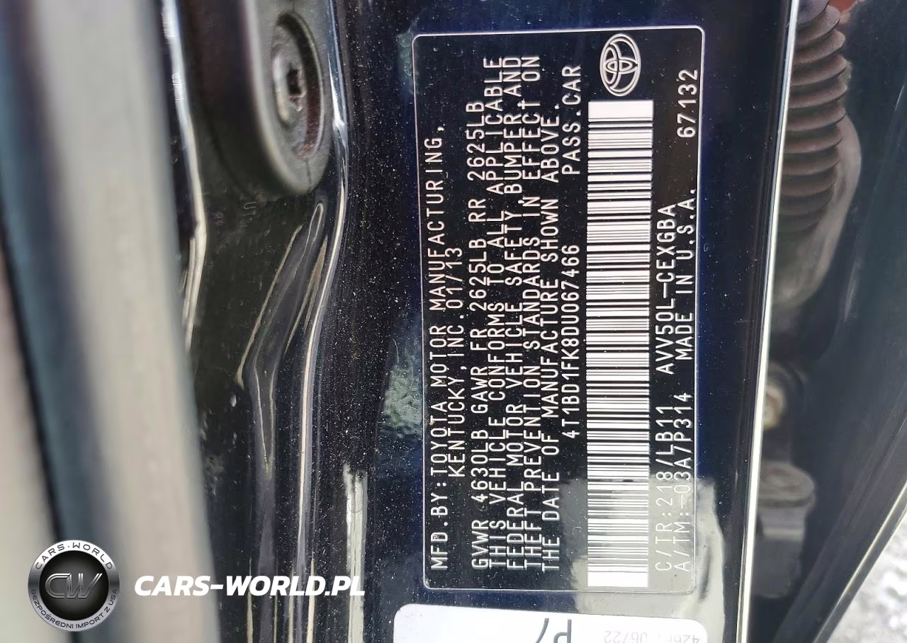 2013 Toyota Camry Hybrid Xle VIN:4T1BD1FK8DU067466 - 12