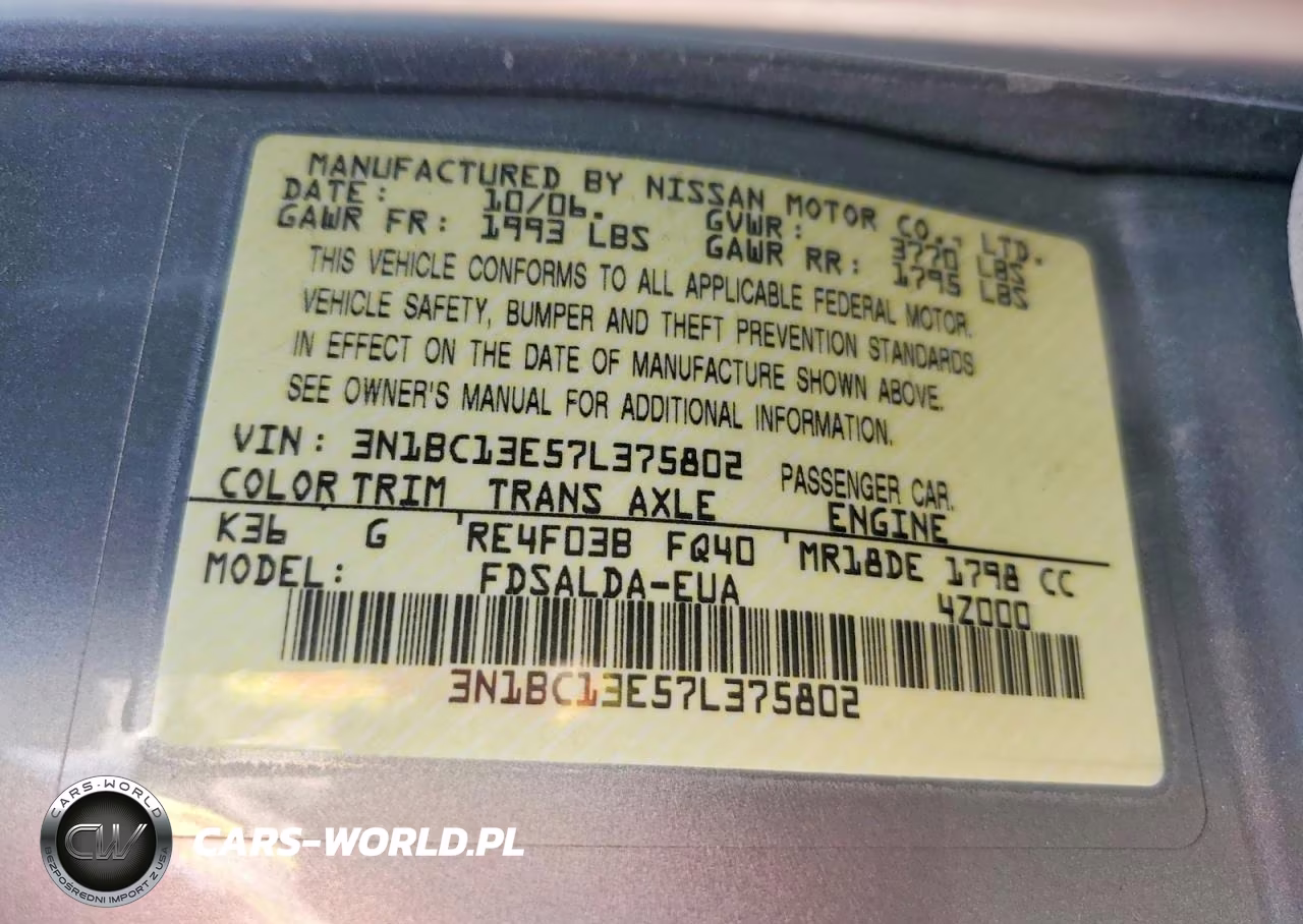 2007 Nissan Versa 1.8 S VIN:3N1BC13E57L375802 - 14