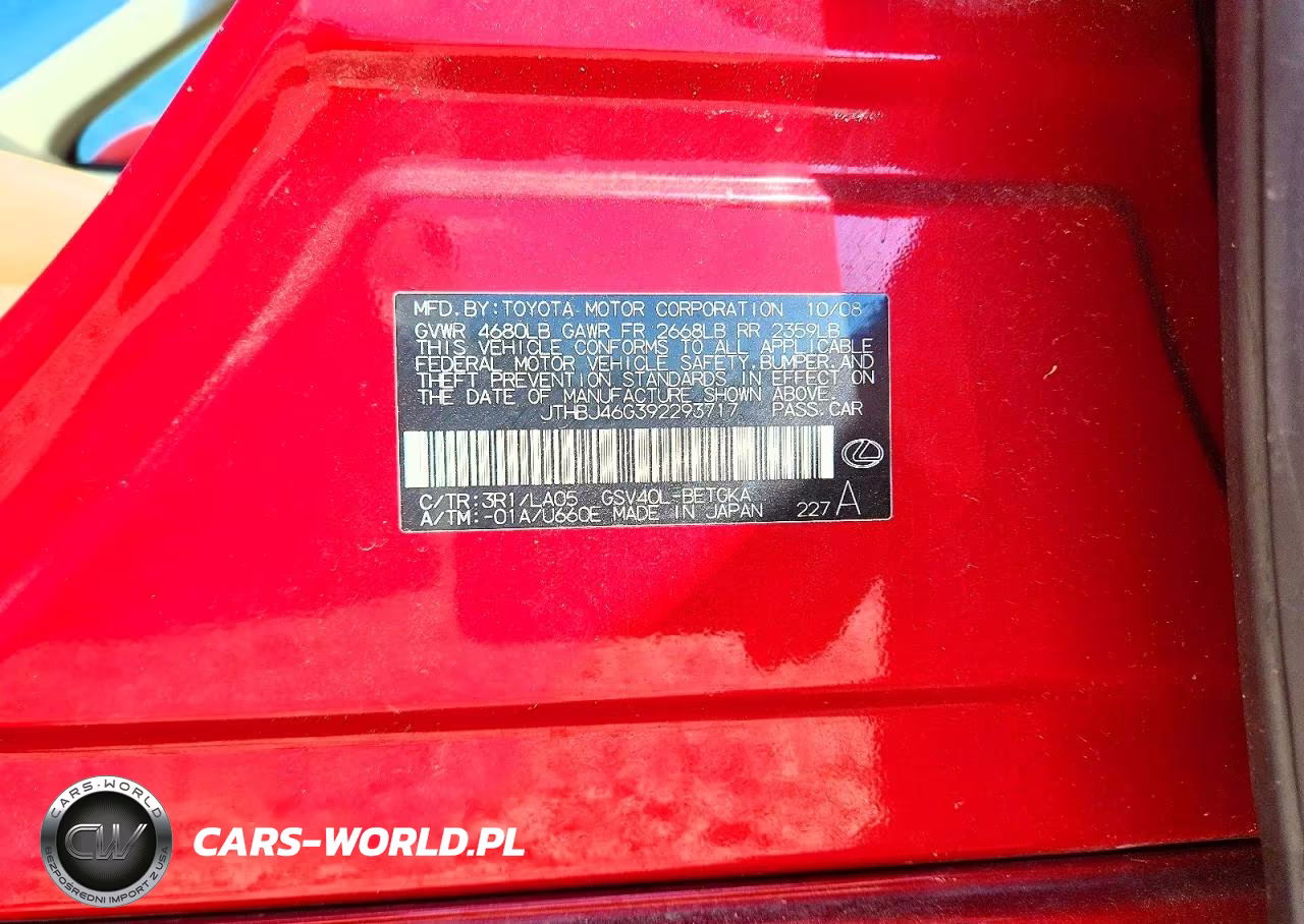 2009 Lexus Es 350 VIN:JTHBJ46G392293717 - 12