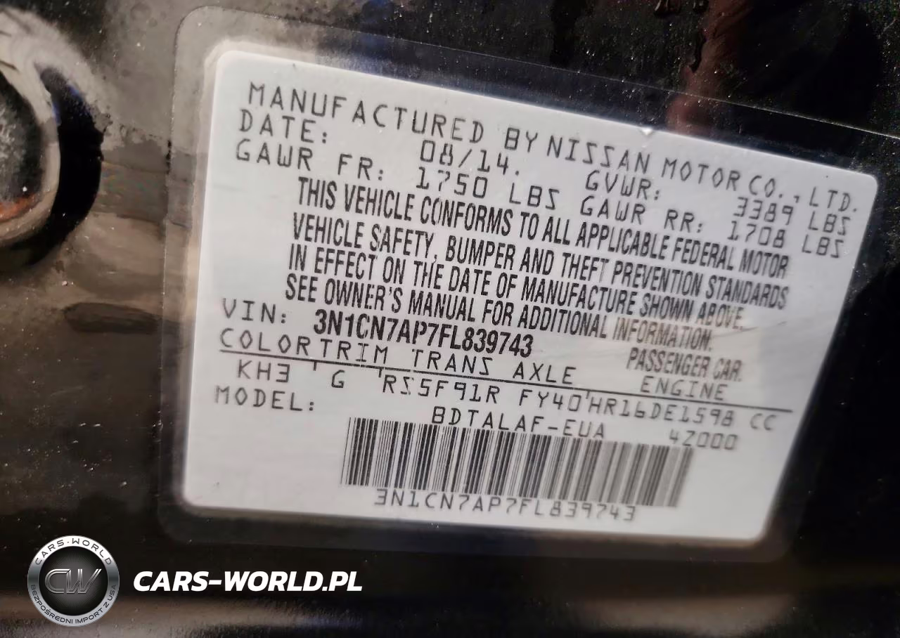 2015 Nissan Versa 1.6 S VIN:3N1CN7AP7FL839743 - 13