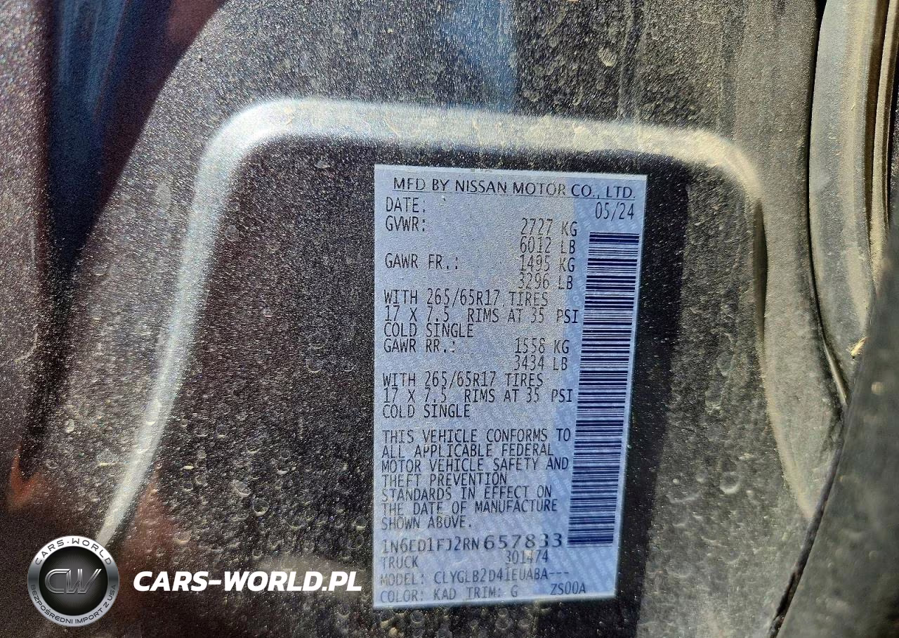 2024 Nissan Frontier Sv VIN:1N6ED1FJ2RN657833 - 12
