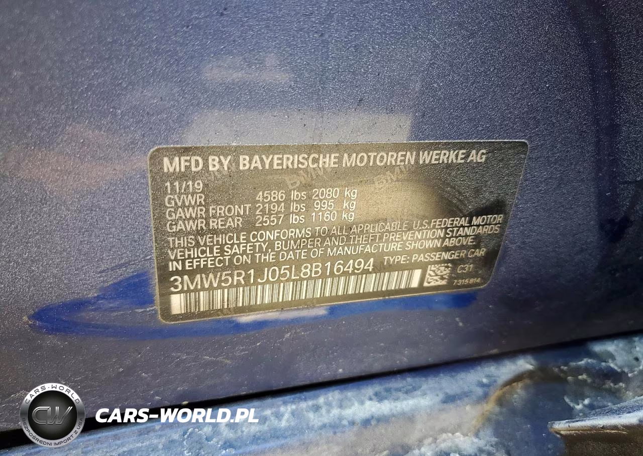 2020 BMW 330I VIN:3MW5R1J05L8B16494 - 12