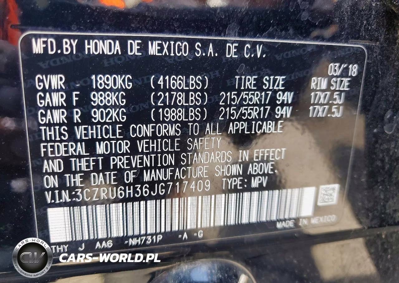 2018 Honda Hr-V Lx VIN:3CZRU6H36JG717409 - 14