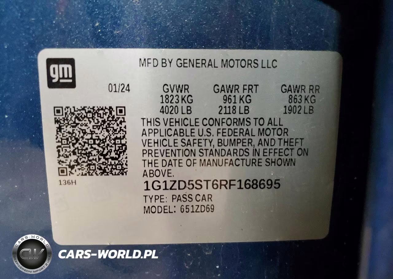 2024 Chevrolet Malibu Lt VIN:1G1ZD5ST6RF168695 - 12