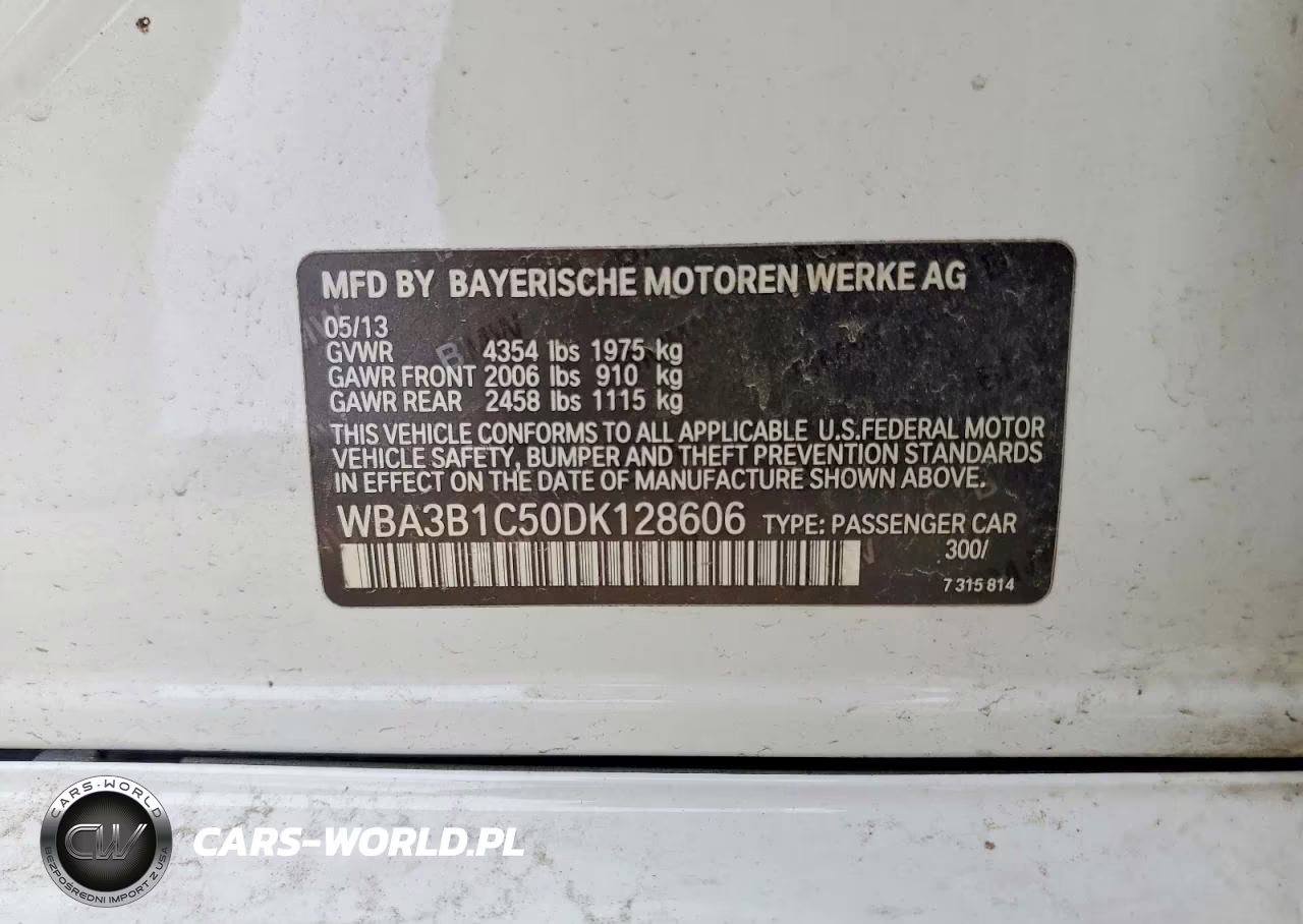2013 BMW 320 I VIN:WBA3B1C50DK128606 - 13