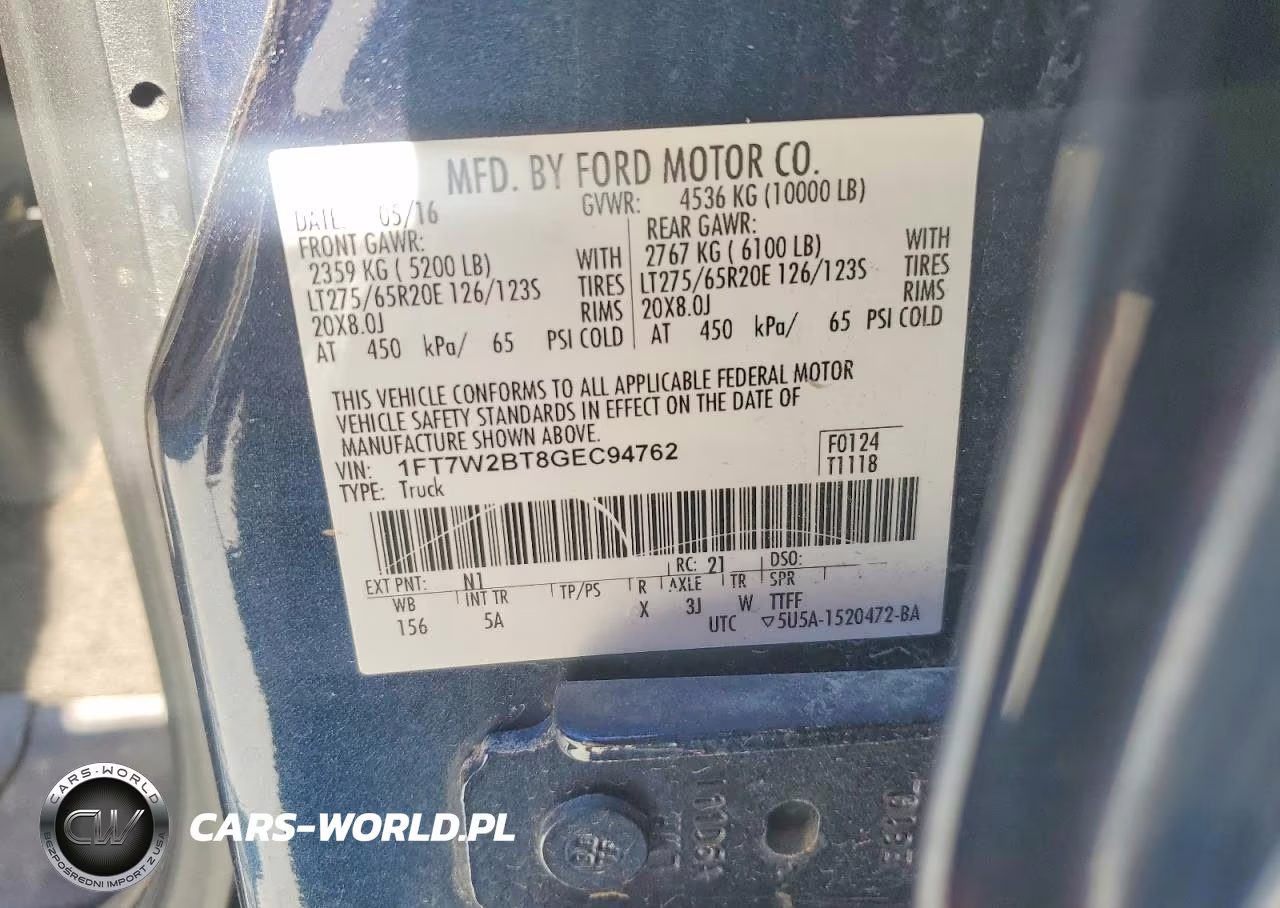 2016 Ford F250 Super Duty VIN:1FT7W2BT8GEC94762 - 12