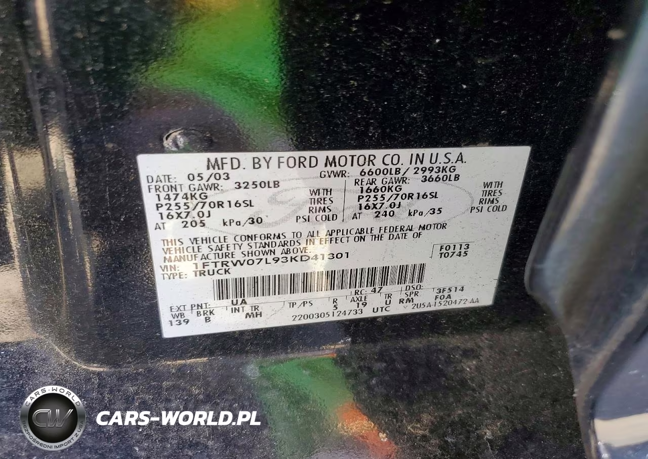 2003 Ford F150 Supercrew VIN:1FTRW07L93KD41301 - 12