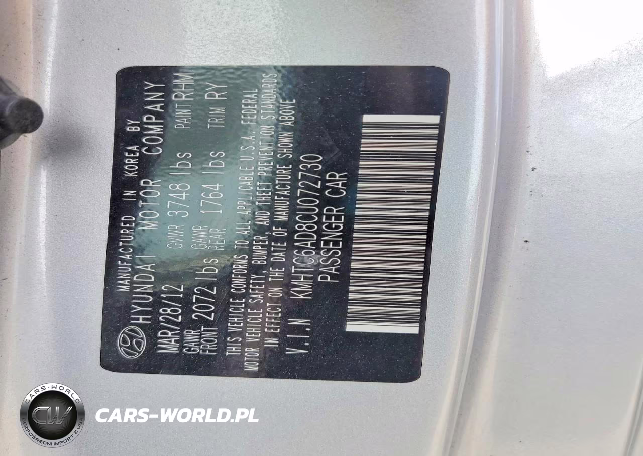 2012 Hyundai Veloster Base VIN:KMHTC6AD8CU072730 - 12