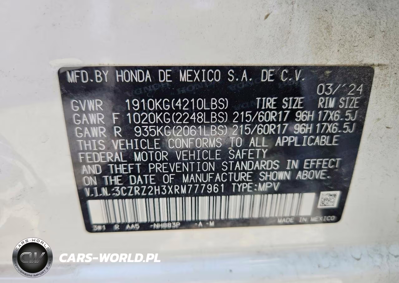 2024 Honda Hr-V Lx VIN:3CZRZ2H3XRM777961 - 13