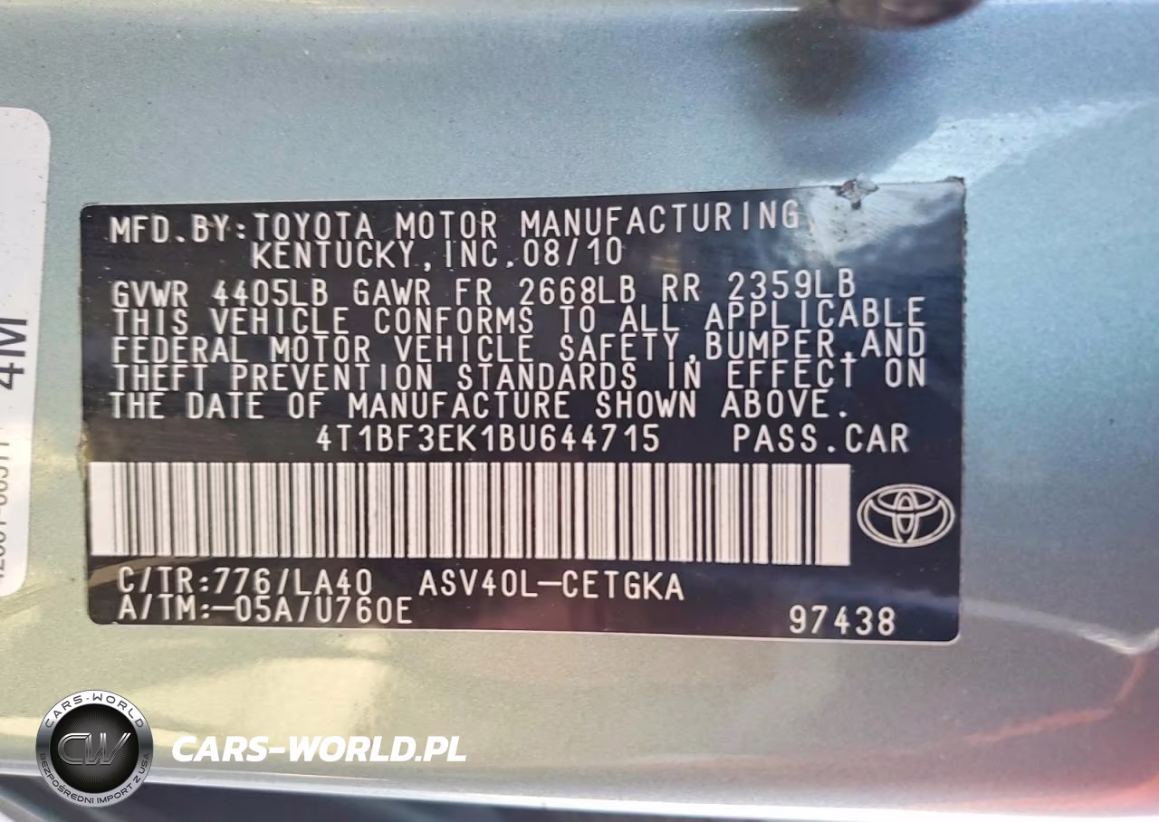 2011 Toyota Camry Xle VIN:4T1BF3EK1BU644715 - 12