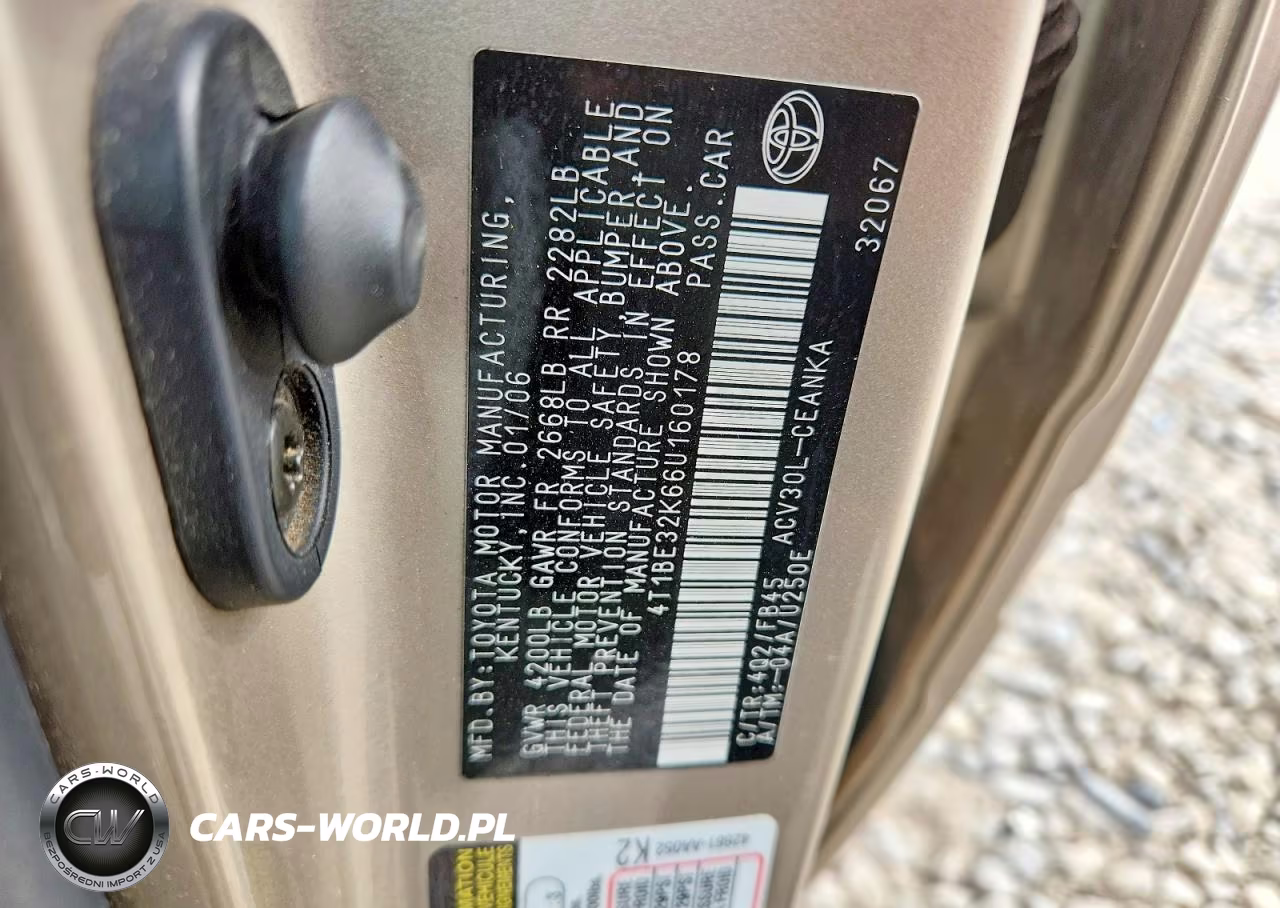 2006 Toyota Camry Le VIN:4T1BE32K66U160178 - 12