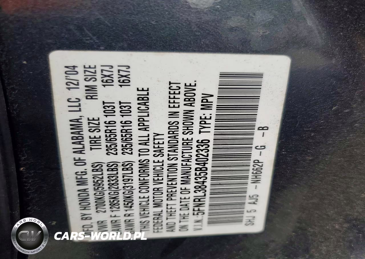 2005 Honda Odyssey Ex VIN:5FNRL38435B402336 - 13