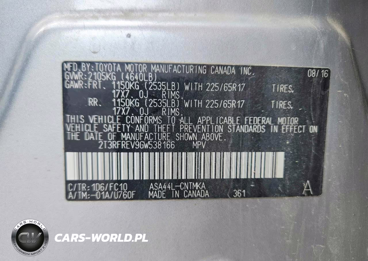 2016 Toyota Rav4 Xle VIN:2T3RFREV9GW538166 - 12