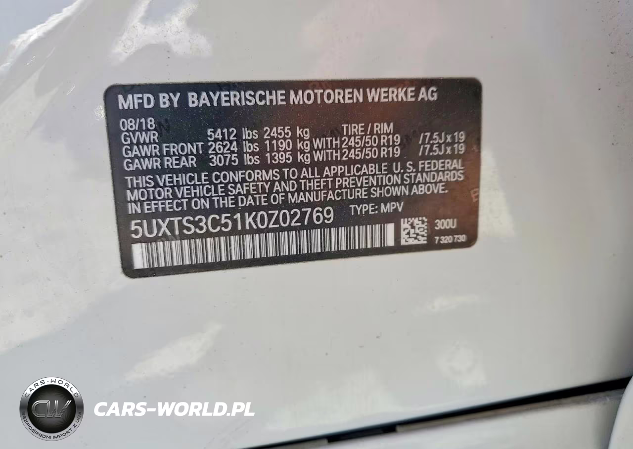 2019 BMW X3 xDrivem40I VIN:5UXTS3C51K0Z02769 - 13