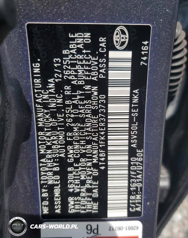 2014 Toyota Camry Le VIN:4T4BF1FK4ER373730 - 12