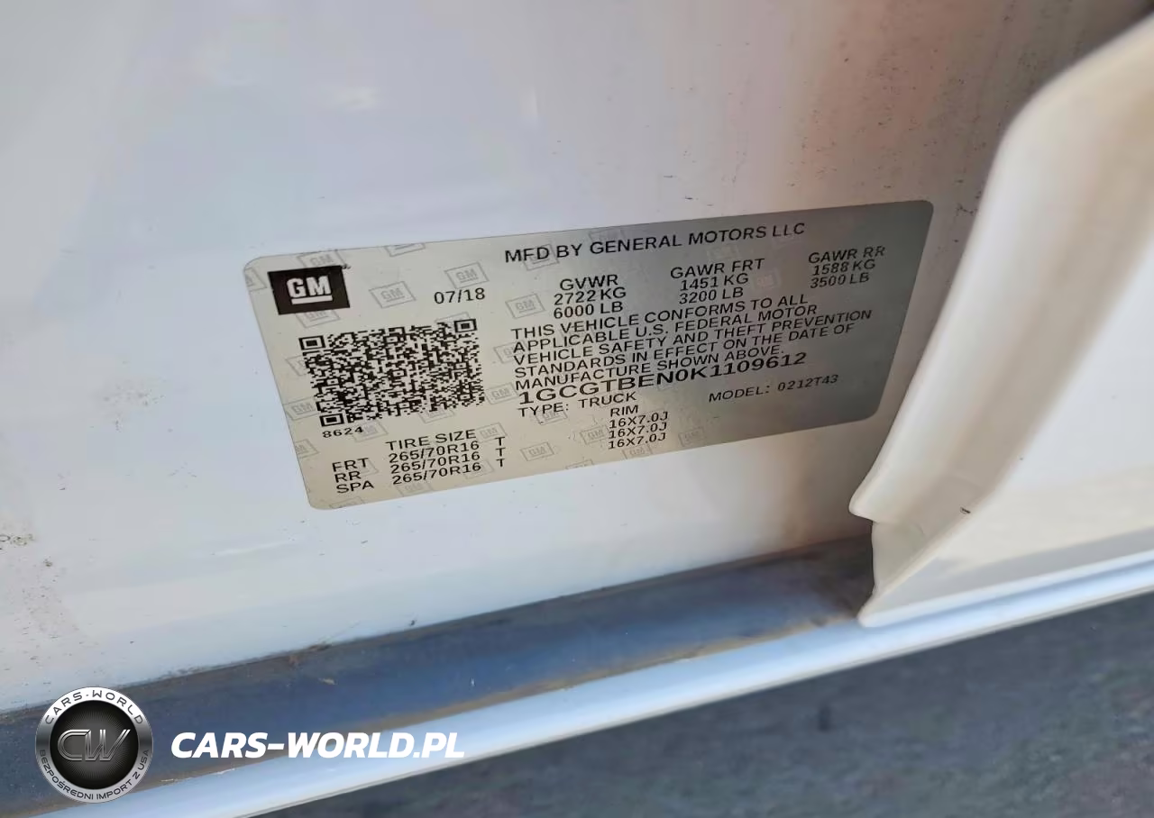 2019 Chevrolet Colorado VIN:1GCGTBEN0K1109612 - 12