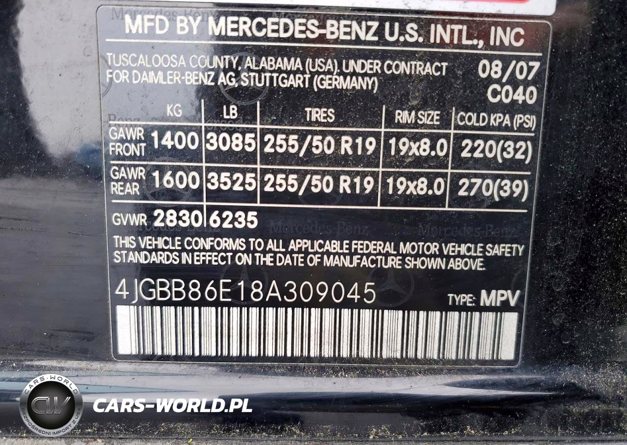 2008 Mercedes-Benz Ml 350 VIN:4JGBB86E18A309045 - 12