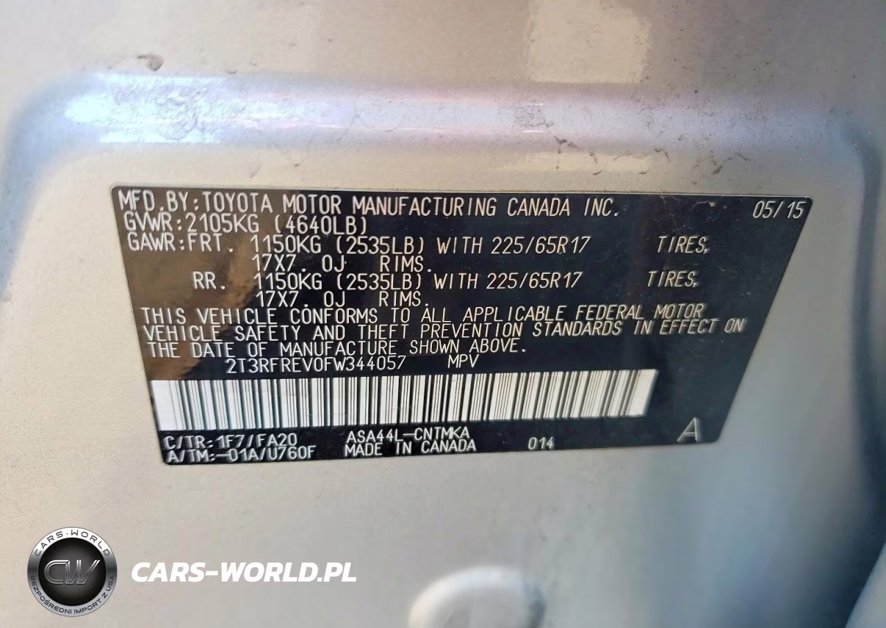2015 Toyota Rav4 Xle VIN:2T3RFREV0FW344057 - 12