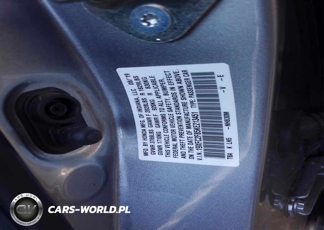2019 Honda Civic Sport VIN:19XFC2F85KE213451 - 12