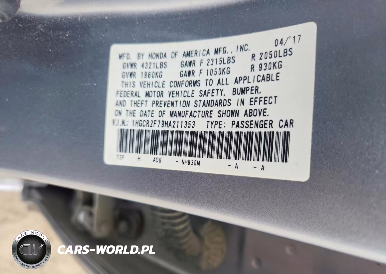 2017 Honda Accord Ex VIN:1HGCR2F79HA211353 - 12