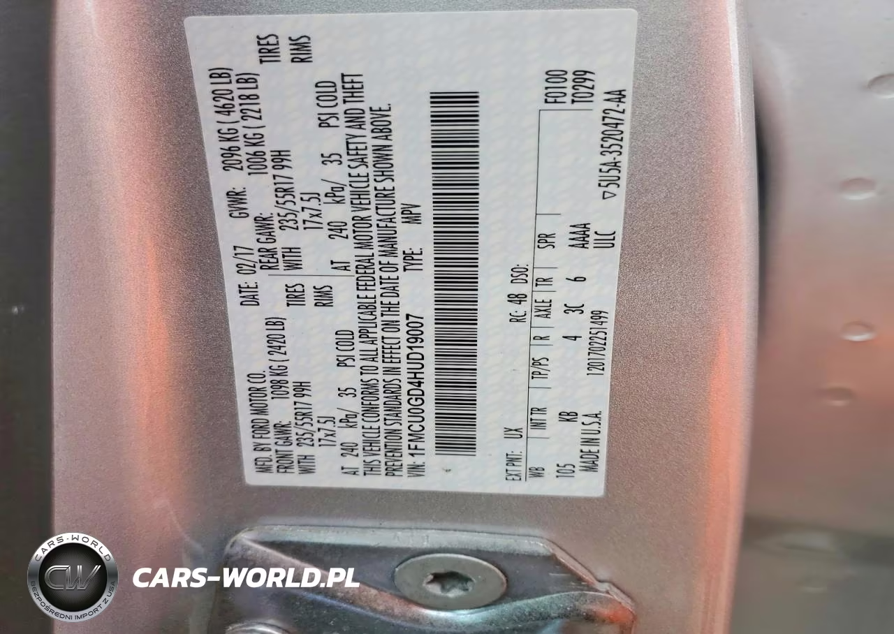 2017 Ford Escape Se VIN:1FMCU0GD4HUD19007 - 13