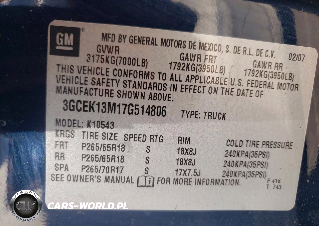 2007 Chevrolet Silverado K1500 Crew Cab VIN:3GCEK13M17G514806 - 13